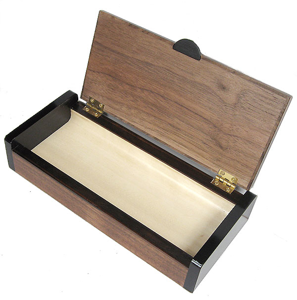 Handmade wood small men's box - open view