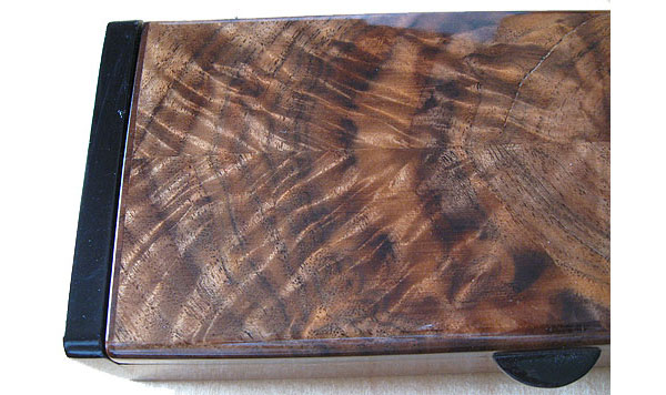 Crotch walnut box top close up - Handmade wood men's box