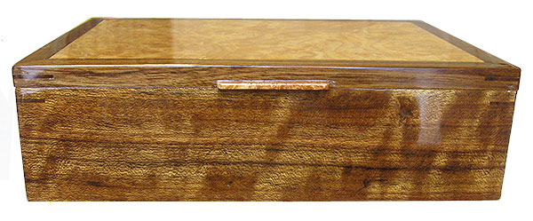 Handmade men's valet box - shedua wood front view