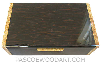 Handmade wood box - Decorative wood men's valet box, keepsake box made of black palm with maple burl ends
