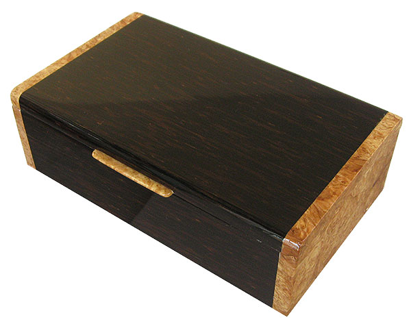 Handmade wood box - Decorative wood men's valet, keepsake box made of black palm with maple burl ends