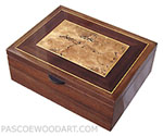 Handcrafted wood box - Men's valet box made of walnut with mosaic top of spalted maple burl, Asian ebony, Ceylon Satinwood