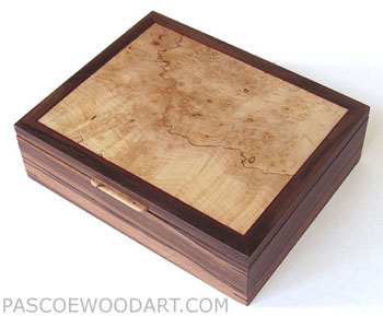 Decorative wood men's valet box - Handmade wood box made of Asian ebony, spalted maple burl