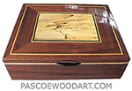 Handmade large wood valet box, keepsake box made of claro walnut with spalted maple framed in walnut top with  Ceylon satinwood and ebony trim