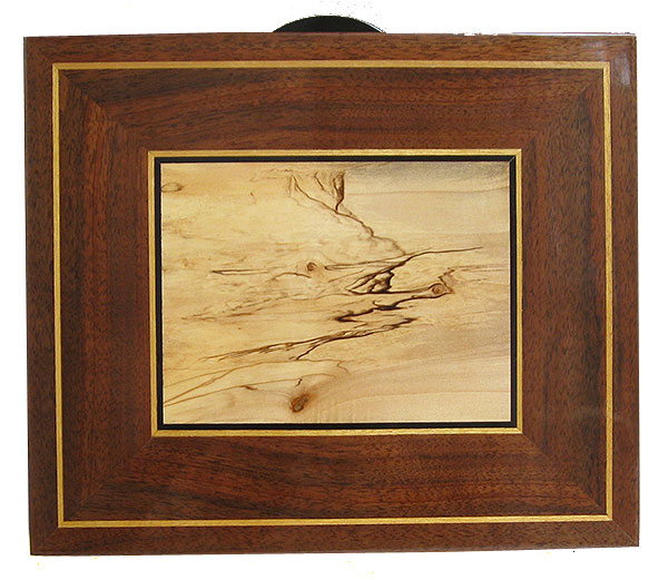 Inlaid box top - Handcrafted wood large valet box - Decorative wood men's keepsake box made of Claro walnut, spalted maple, Ceylon satinwood, ebony