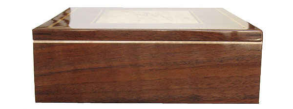 Handmade decorative wood men's valet box - Claro walnut side view