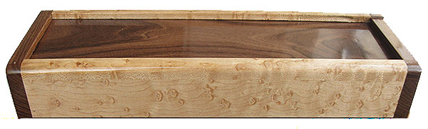 Bird's eye maple pill box front - Handmade wood weekly pill box
