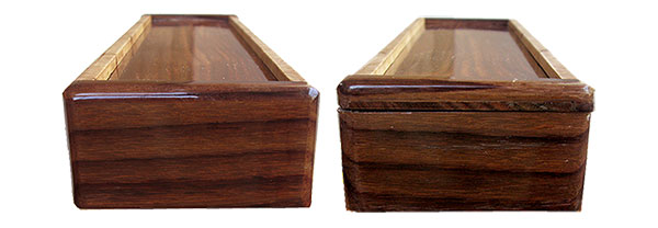 Handmade wood weekly pill box ends