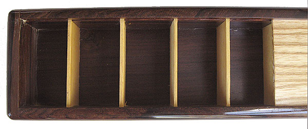 Handmade wood pill box compartments - close up