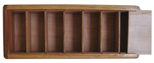Handmade wood pill box open view