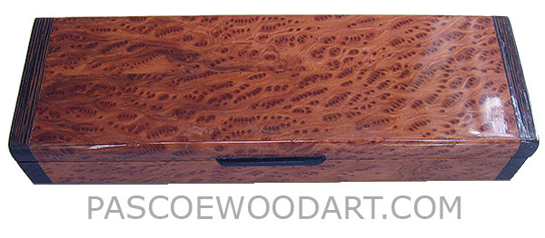 Handcrated wood box - Decorative wood weekly pill box - 7 day pill organizer made of bird's eye redwood burl with wenge ends