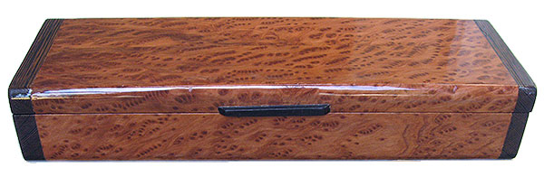 Birds eye redwood burl box front - Handmade decorative wood weekly pill box - 7 day pill organizer