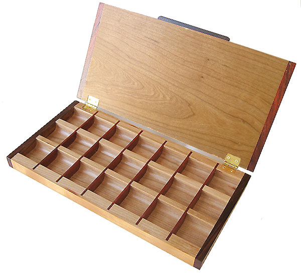 Handcrafted wood 3 times a day weekly pill organizer - Open view
