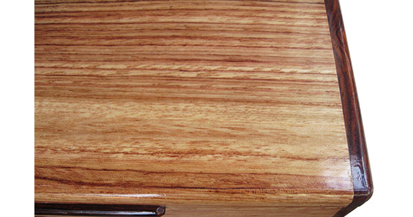 Honduras rosewood pill box top - close up - Handmade wood weekly pill organizer
