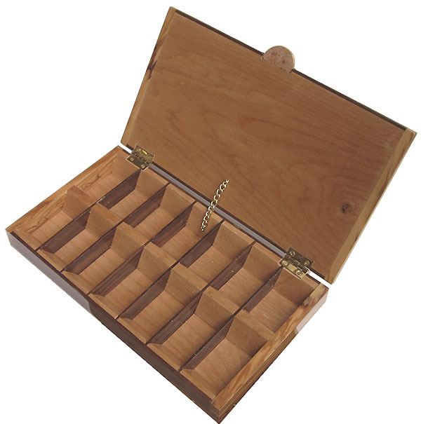Handmade wood pill box - Twice a day weekly pill organizer - open view