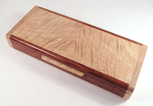 Handmade figured maple and bubinga wood small box