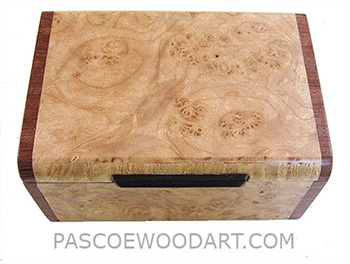 Handmade small wood box - Decorative small keepsake box made of maple burl with bubinga ends