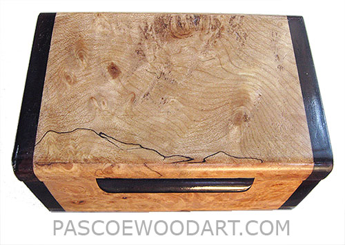 Handmade small wood box - Decorative small keepsake box made of blackline spalted mapleburl with bois de rose ends