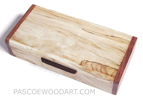 Handmade shallow small wood box - Decorative small wood box made of spalted maple with bubinga ends