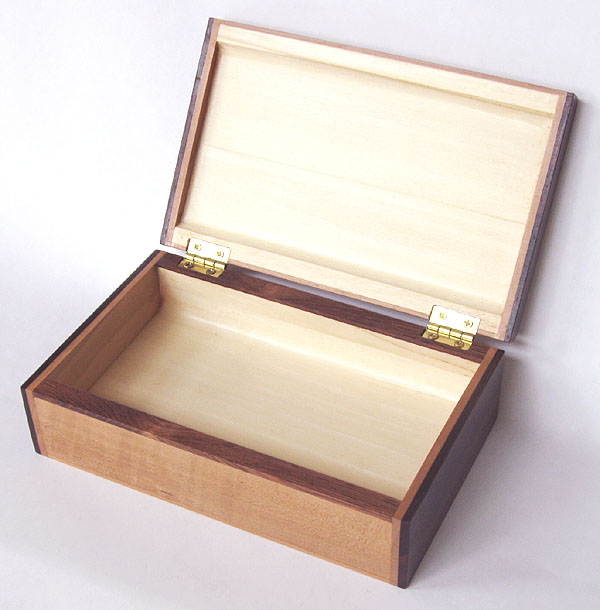 Handmade wood small keepsake box - open view
