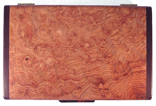 Amboyna burl wood box top - Handmade decorative small keepsake box