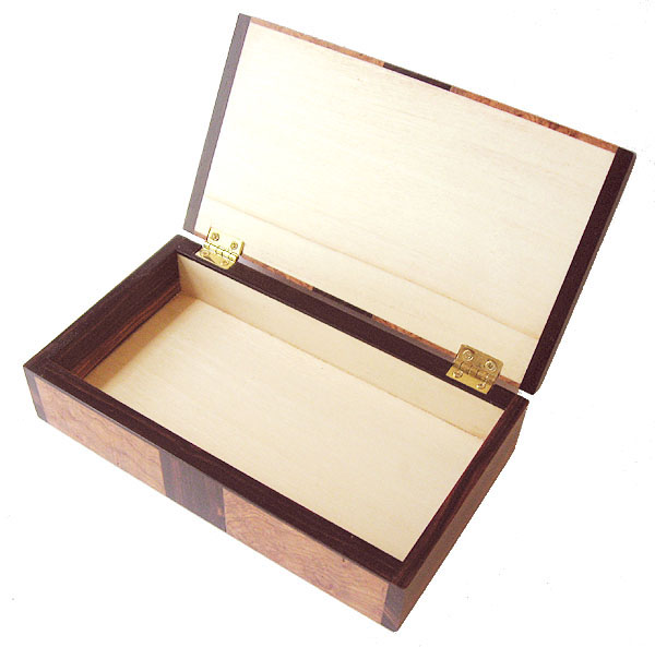 Small keepsake box open view - Handmade small  wood box 
