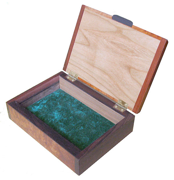 Handcrafted wood small keepsake box - open view