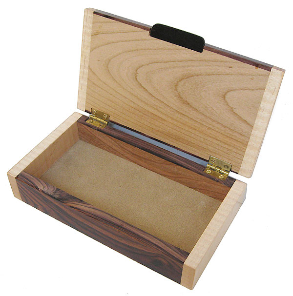 Handmade wood small box - Decorative wood small keepsake box - open view 