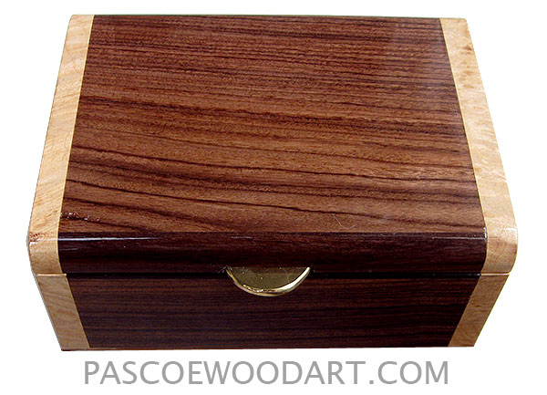 Handmade small wood box - Decorative wood small keepsake box mad of Asian ebony with maple burl ends