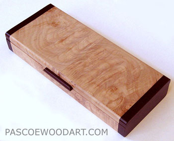 Small wood box - handmade of maple burl with bois de rose ends
