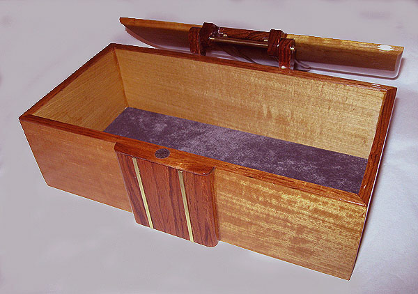 Handmade Ceylon satinwood keepsake box open view