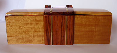 Handmade Ceylon satinwood with Honduras rosewood center piece front view