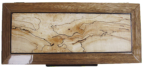Spalted maple center piece framed in black limba box top - Handcrafted wood decorative men's valet box or keepske box