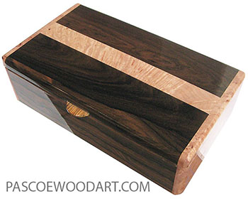 Handcrafted wood box - Decorative men's valet box made of ziricote with maple burl ends