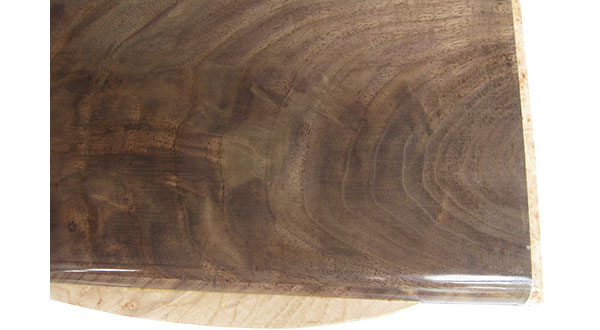 Crotch walnut box top close up - Handmade wood box