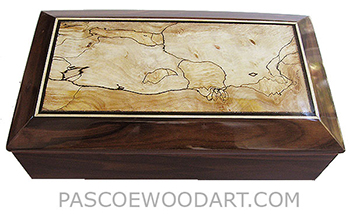 Handmade wood box - Decorative wood men's valet box or keepsake box made of ziricote with blackline spalted maple ends
