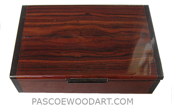 Handmade wood box - Decorative wood men's valet or keepsake box made of cocobolo