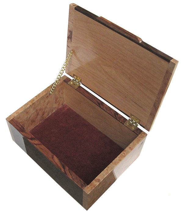 Handmade wood valet box - open view