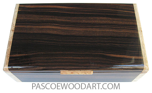 Handcrafted wood box - Men's valet or keepsake box  made of macassar ebony with maple burl ends
