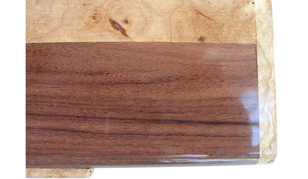 Santos rosewood with maple burl band box top - Handcrafted wood box close up