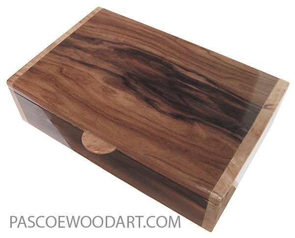 Handmade wood box - Men's valet box made of Santos rosewood with maple burl ends