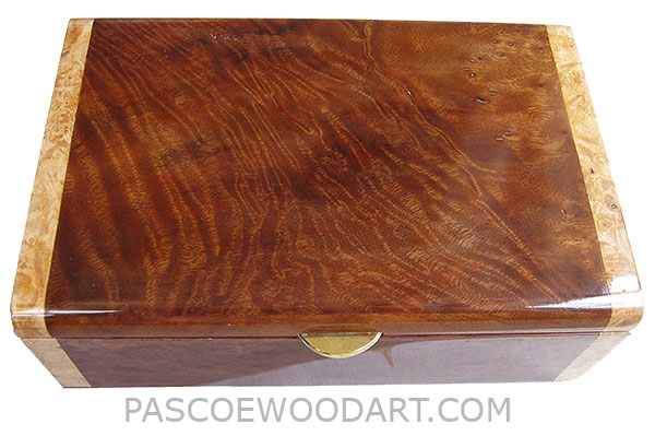 Handmade wood box - Decorative wood men's valet or keepsake box made of walnut with maple burl ends