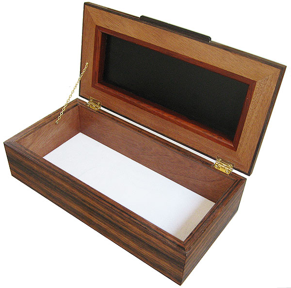 Handcrafted wood box - Men's valet box, keepsake box - open view