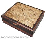Handcrafted wood box - Decorative wood men's valet box made of cocobolo, spalted maple burl