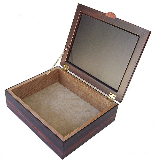 Handcrafted wood valet box - open view
