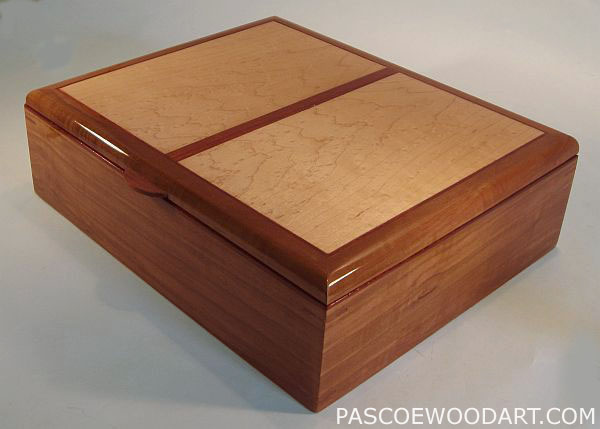Handmade Men's valet box made from Pear wood, Birds Eye Maple wood