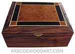 Large men's valet  box, keepsake box -Handcrafted wood box made of Macassar ebony with amboyna burl and ebony inlaid top