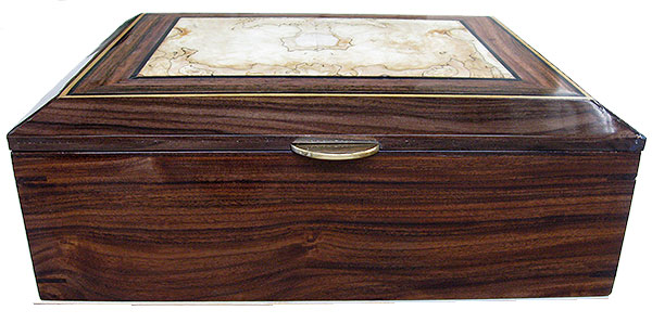 Santos rosewood box front - Handcrafted large wood box, decorative men's valet box