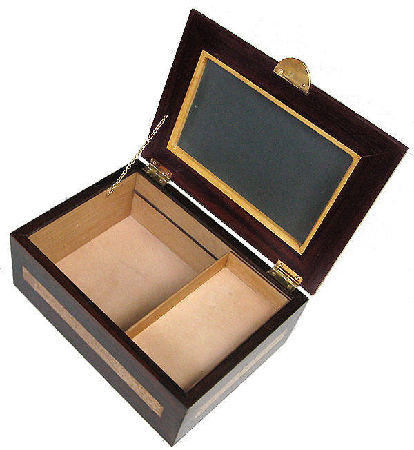 Handcrafted large wood men's valet box - open view