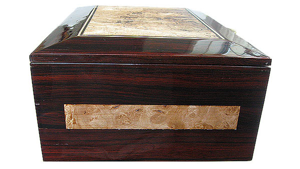 Cocobolo and maple burl bod end - Handcrafted large wood men's valet box, keepsake box